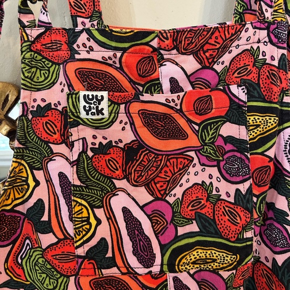 Lucy & Yak Limited Edition Vulvarees Dungaree Fruity Vulva US 4 Organic Cotton - Picture 4 of 8